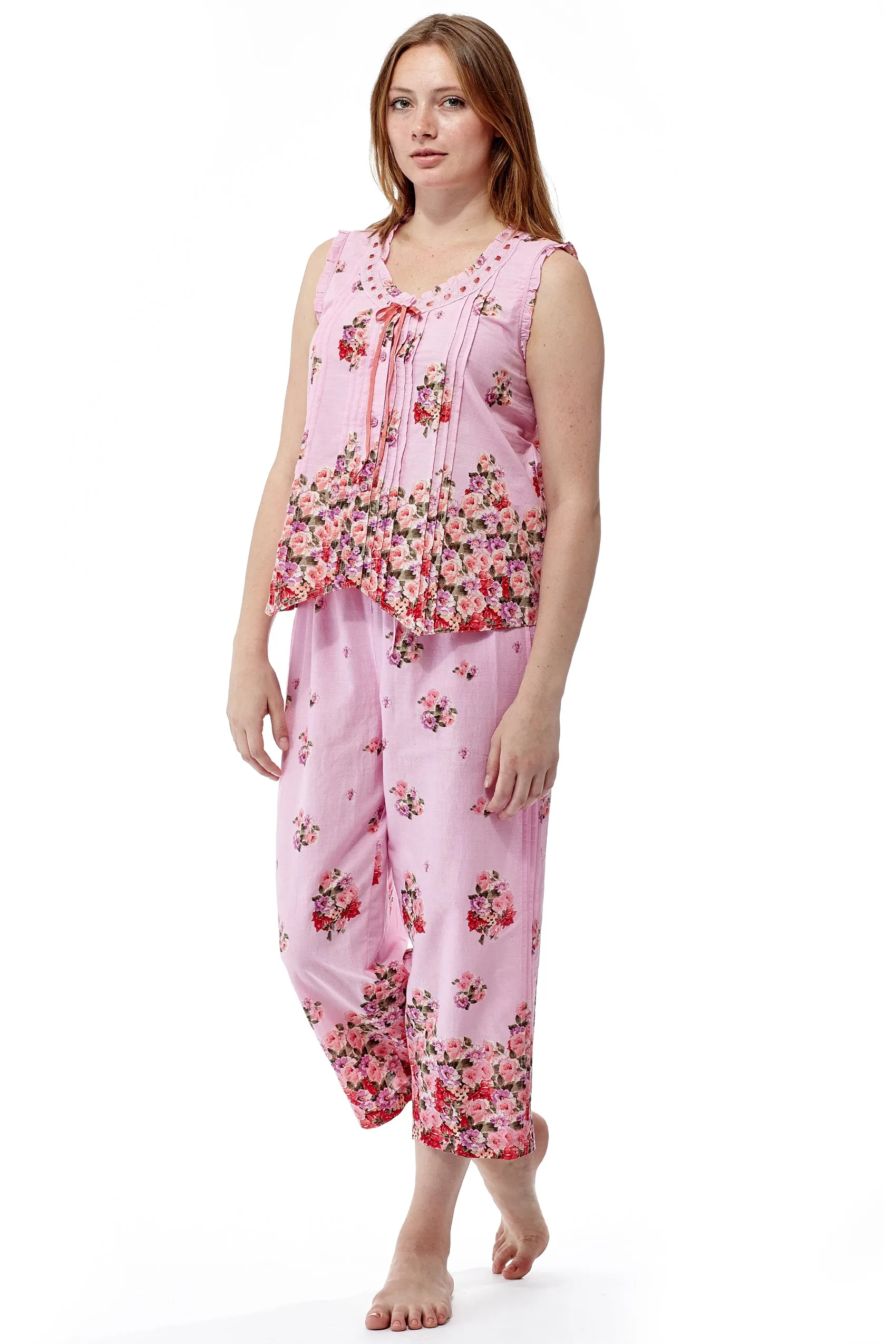 100% Cotton Sleeveless Floral PJs