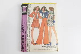 1970s Pants, Skirt Suit or Top Sewing Pattern McCall's 3497, Bust 34