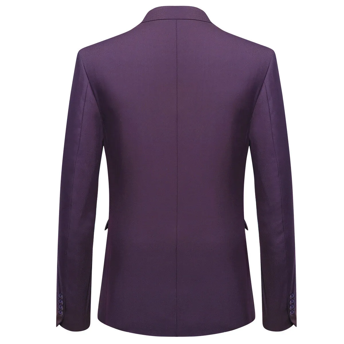 3-Piece One Button Formal Suit Dark Purple Suit