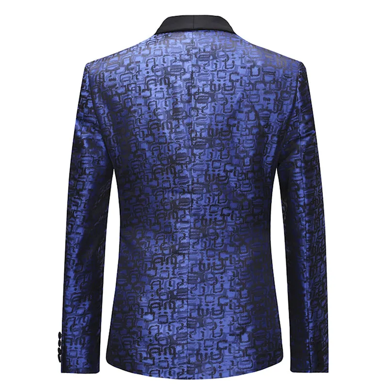 3-Piece Slim Fit Paisley Suit Blue