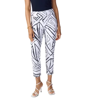 Abstract Print Cropped Pants Style - White