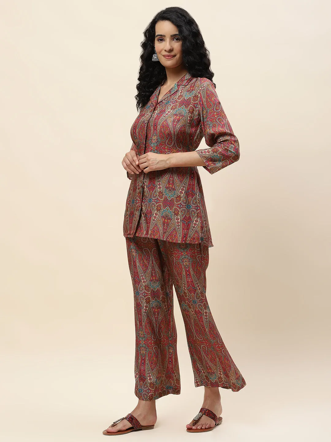 Abstract Printed Cotton Kurta With Pants