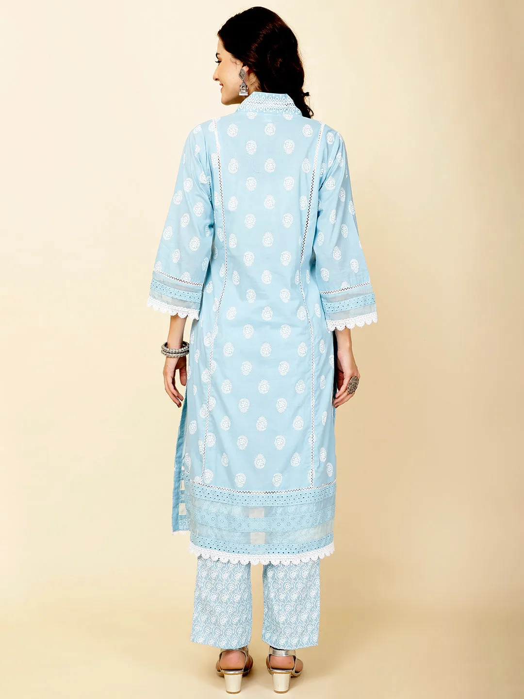 Abstract Printed Cotton Kurta With Pants