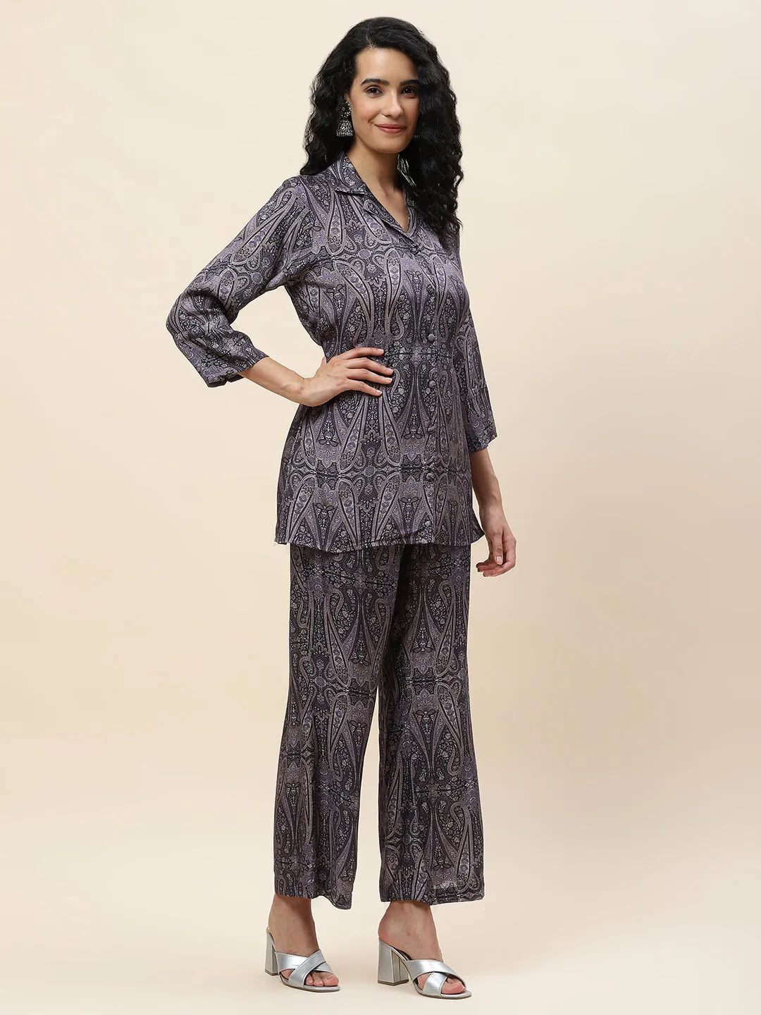 Abstract Printed Cotton Kurta With Pants