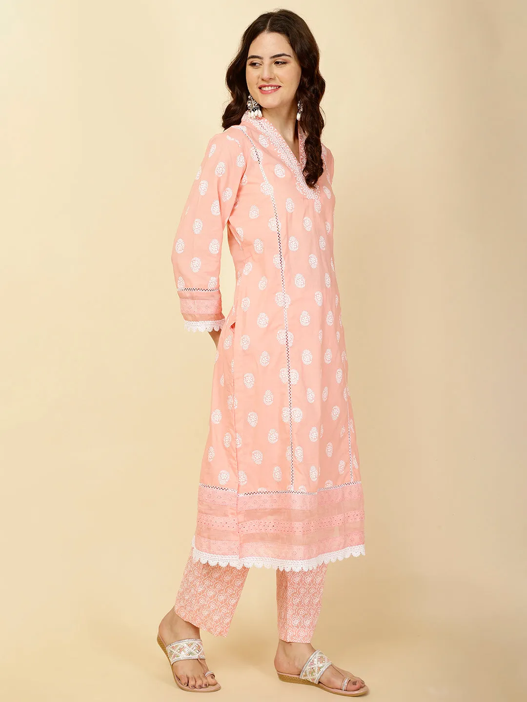 Abstract Printed Cotton Kurta With Pants