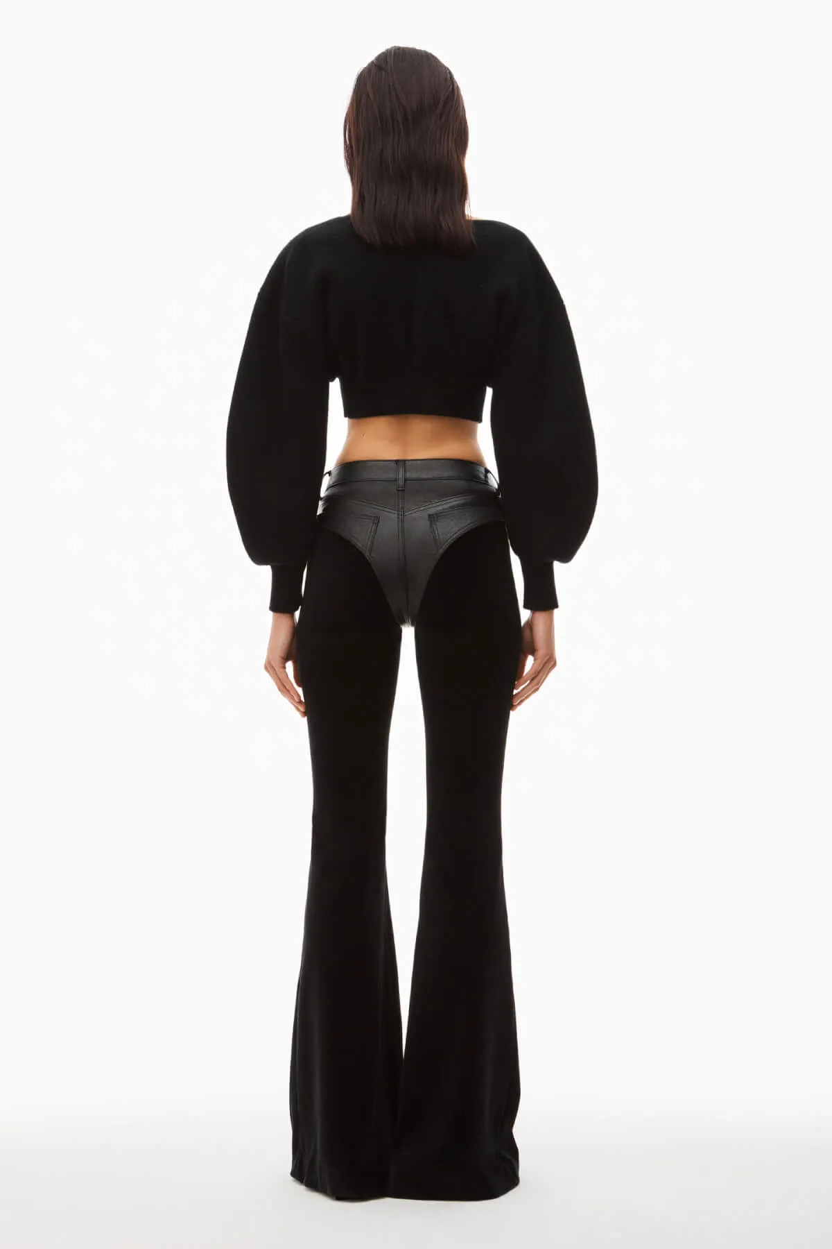 Alexander Wang Crystal Tie V-Neck Cropped Cardigan - Black