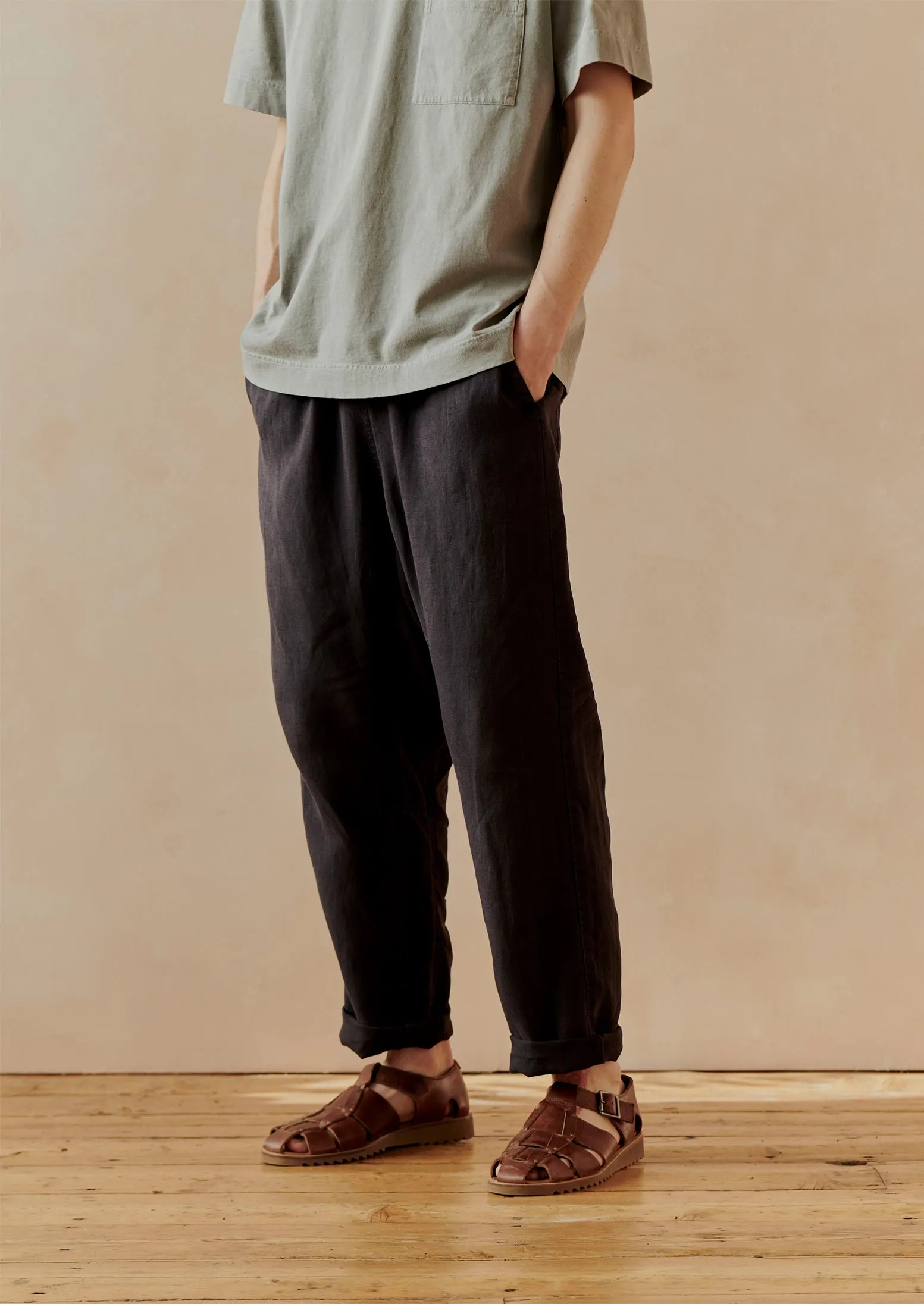 Alfie Garment Dyed Linen Pants | Slate