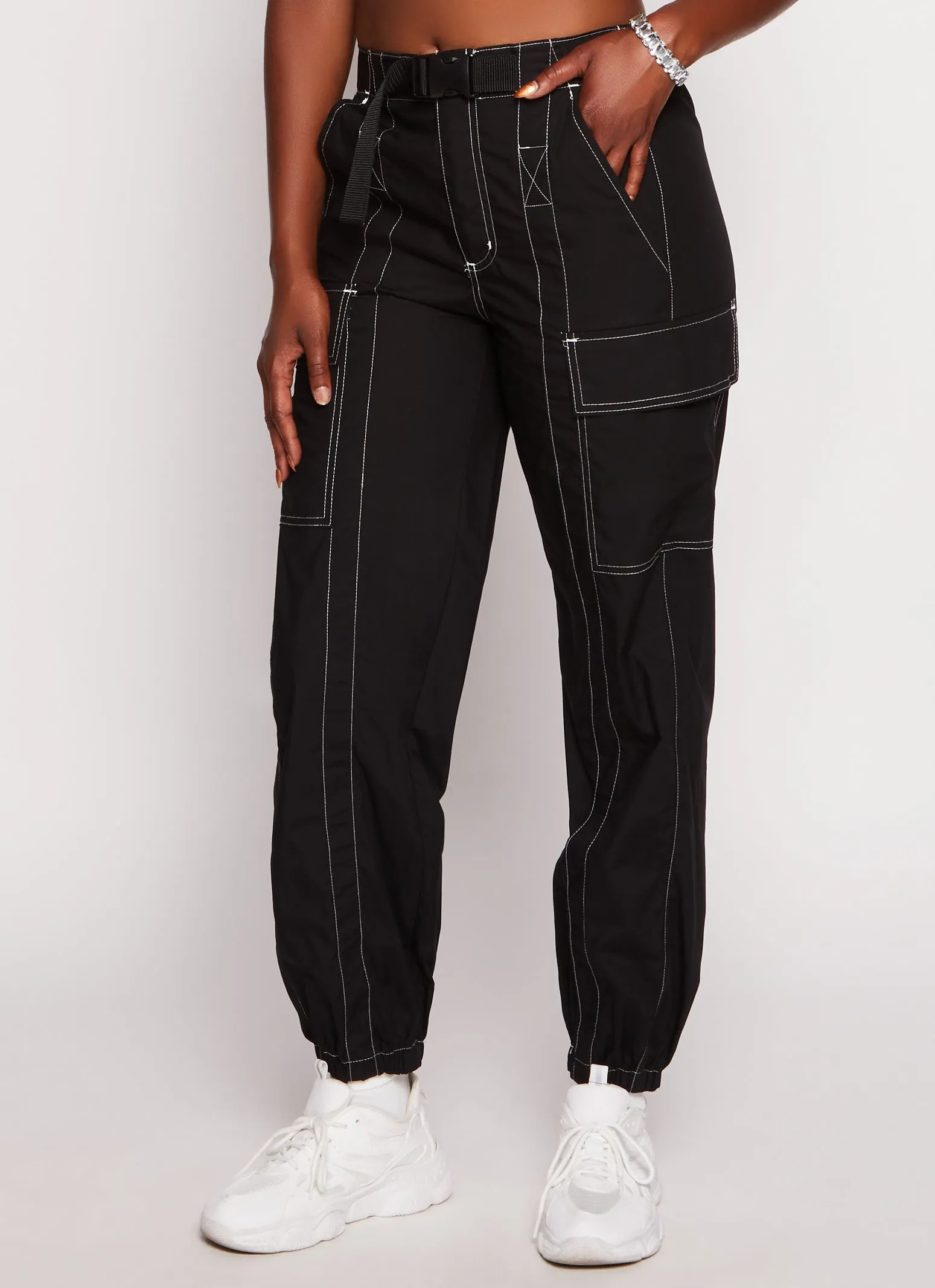 Almost Famous Decorative Stitch Cargo Joggers