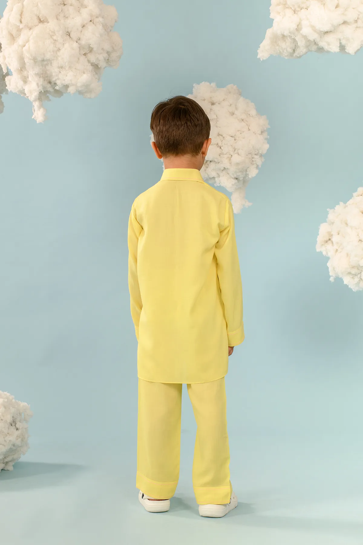 Amber- Yellow Tencel Kurta & Pant Set For Boys