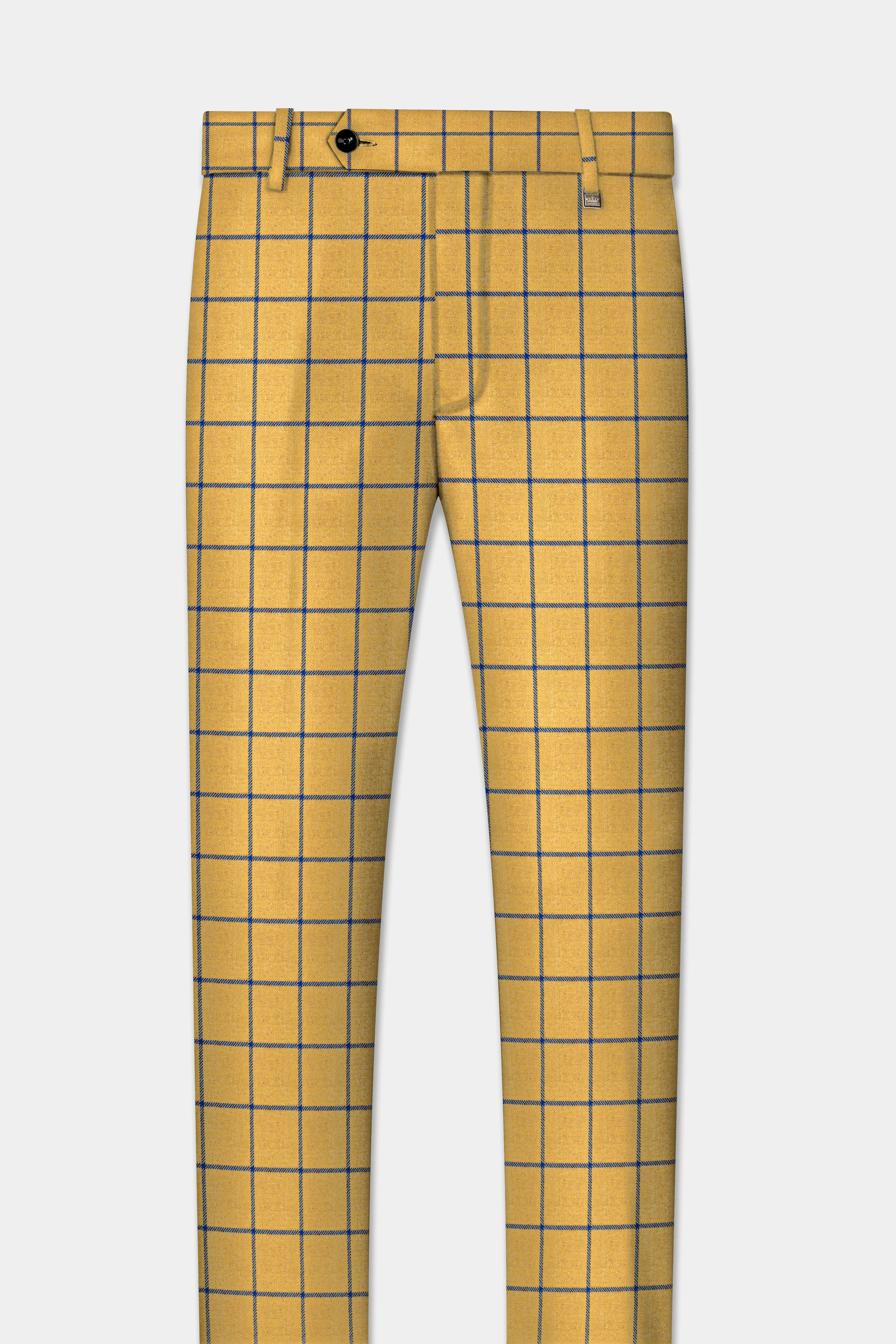 Anzac Yellow with Astronaut Blue Windowpane Tweed Pant