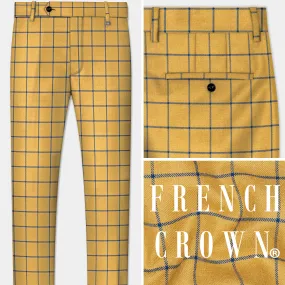 Anzac Yellow with Astronaut Blue Windowpane Tweed Pant