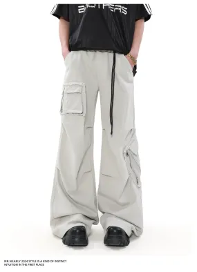 Asymmetric Pocket Pleated Cargo Pants