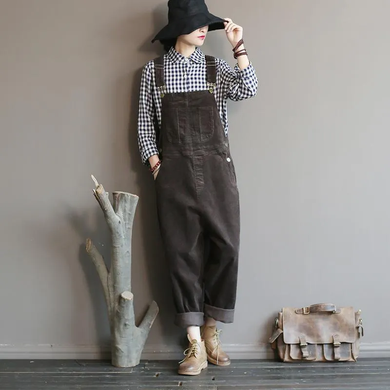 Babakud Corduroy Large Size Loose Retro jumpsuit