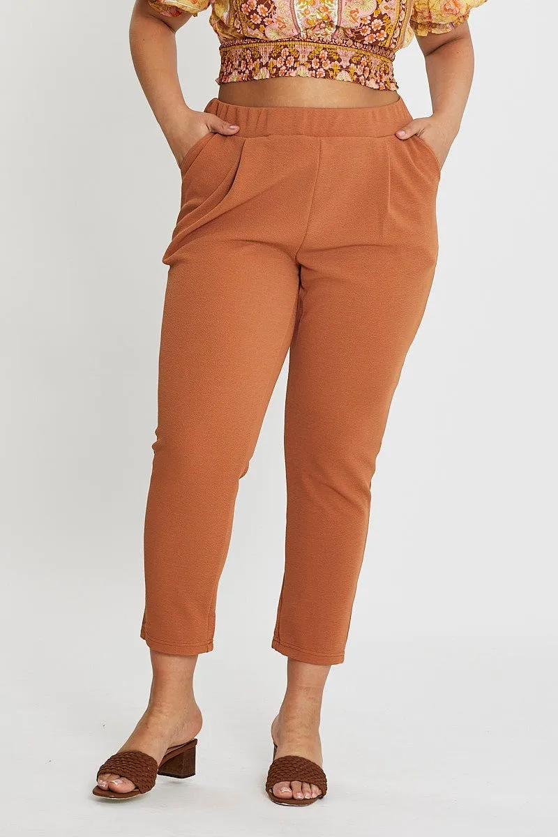 Beige Mid Rise Black Slim Pants