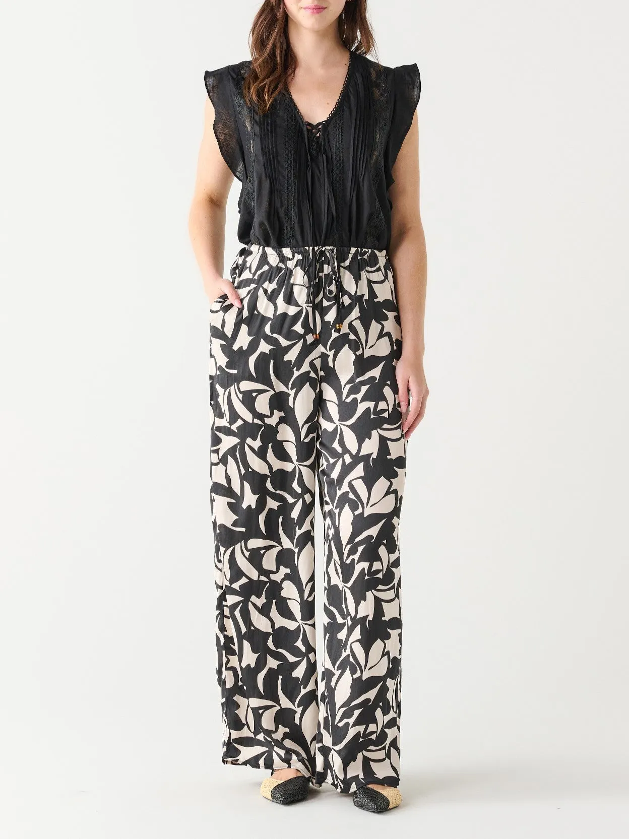 BLACK TAPE Printed Satin Wide Leg Pant