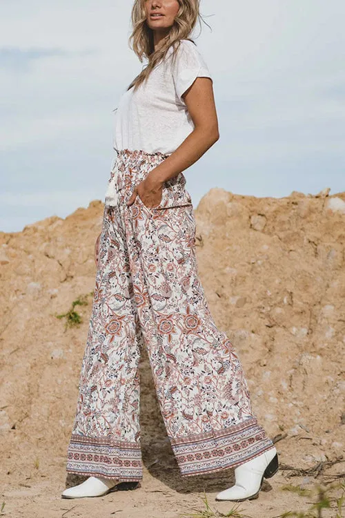 Boho Floral Wide Leg Palazzo Pants