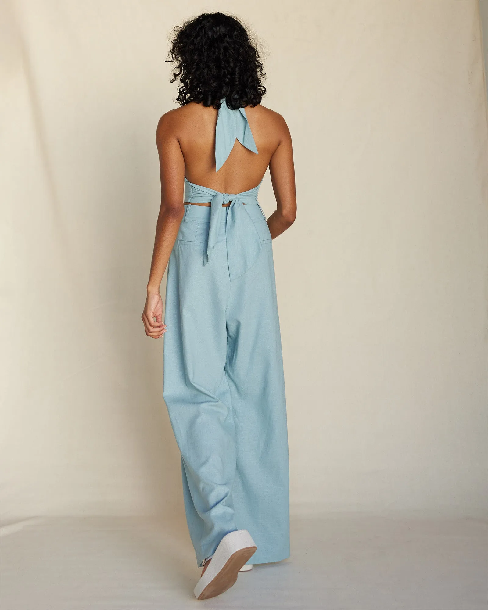 Bridgette Linen Pant - Duckegg Blue