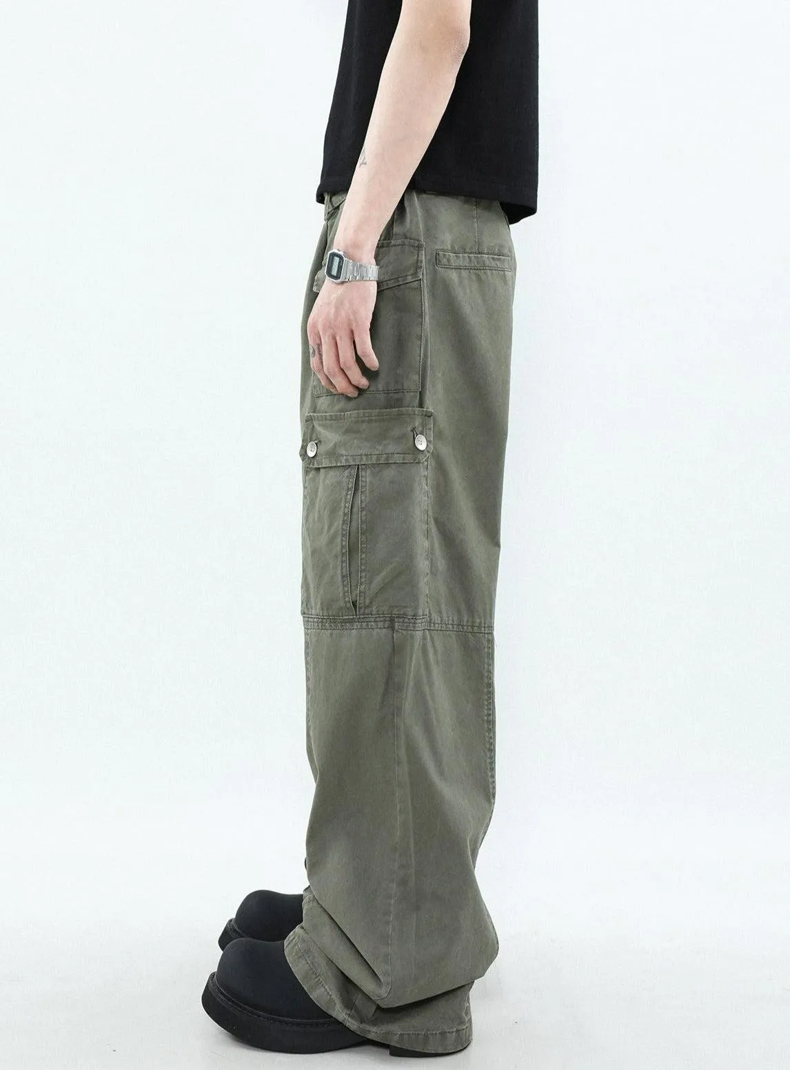 Buckle Belt Cargo Style Pants