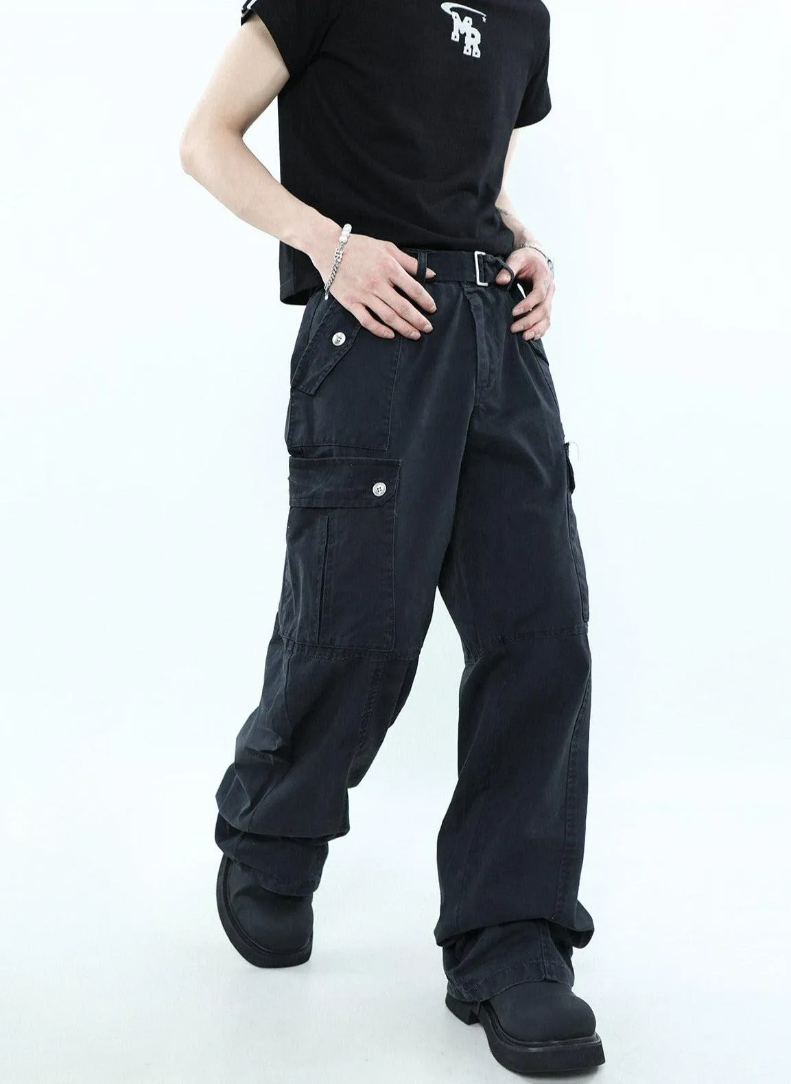 Buckle Belt Cargo Style Pants