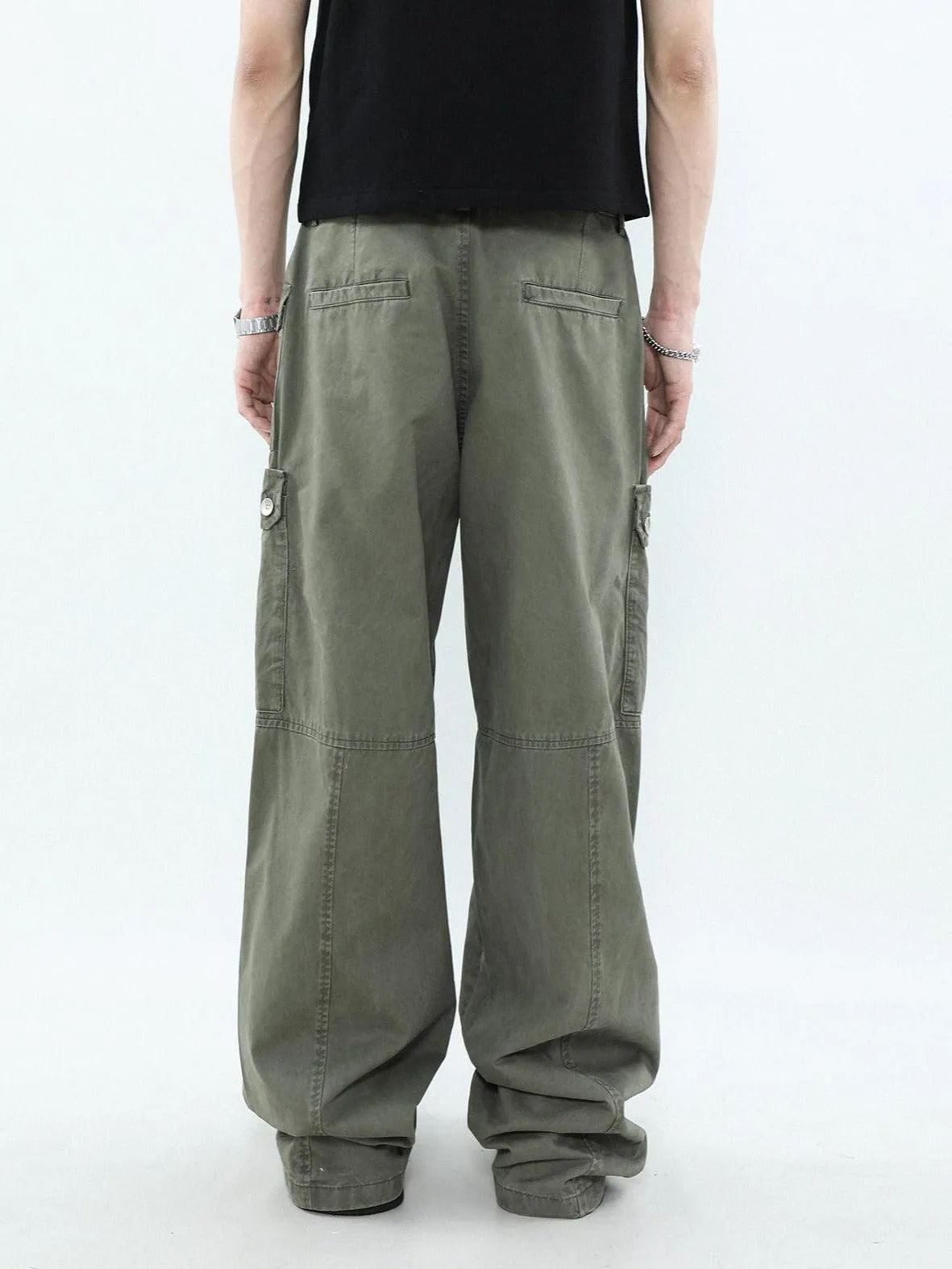 Buckle Belt Cargo Style Pants