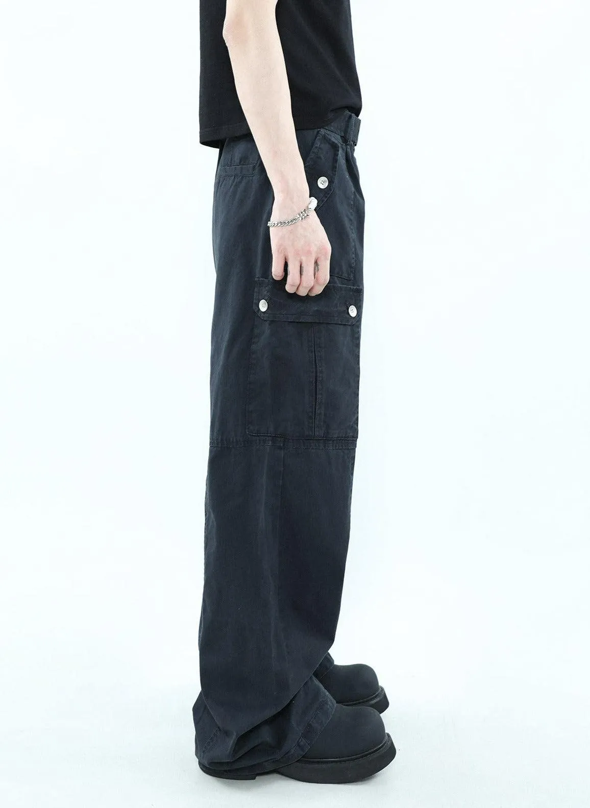 Buckle Belt Cargo Style Pants