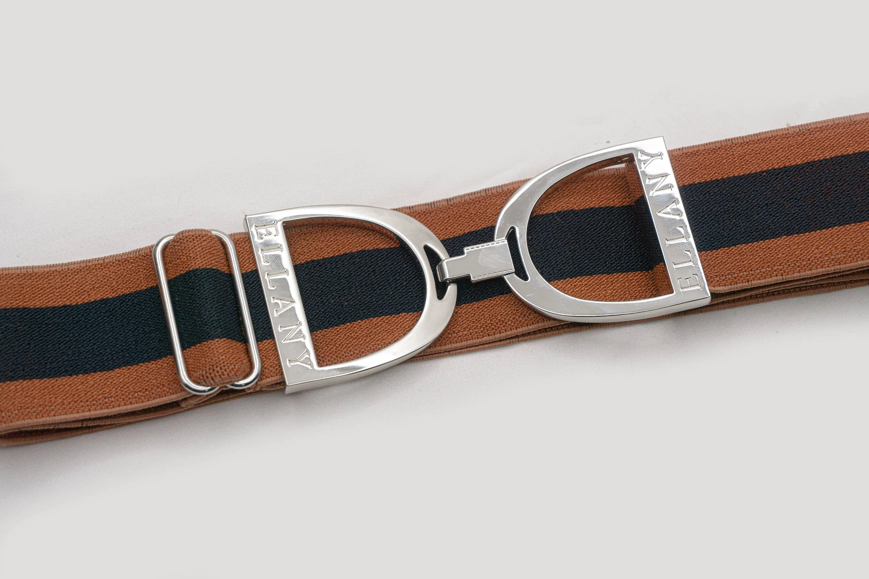 Calucci - 1.5" Silver Stirrup Equestrian Elastic Belt