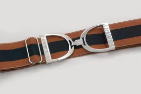 Calucci - 1.5" Silver Stirrup Equestrian Elastic Belt