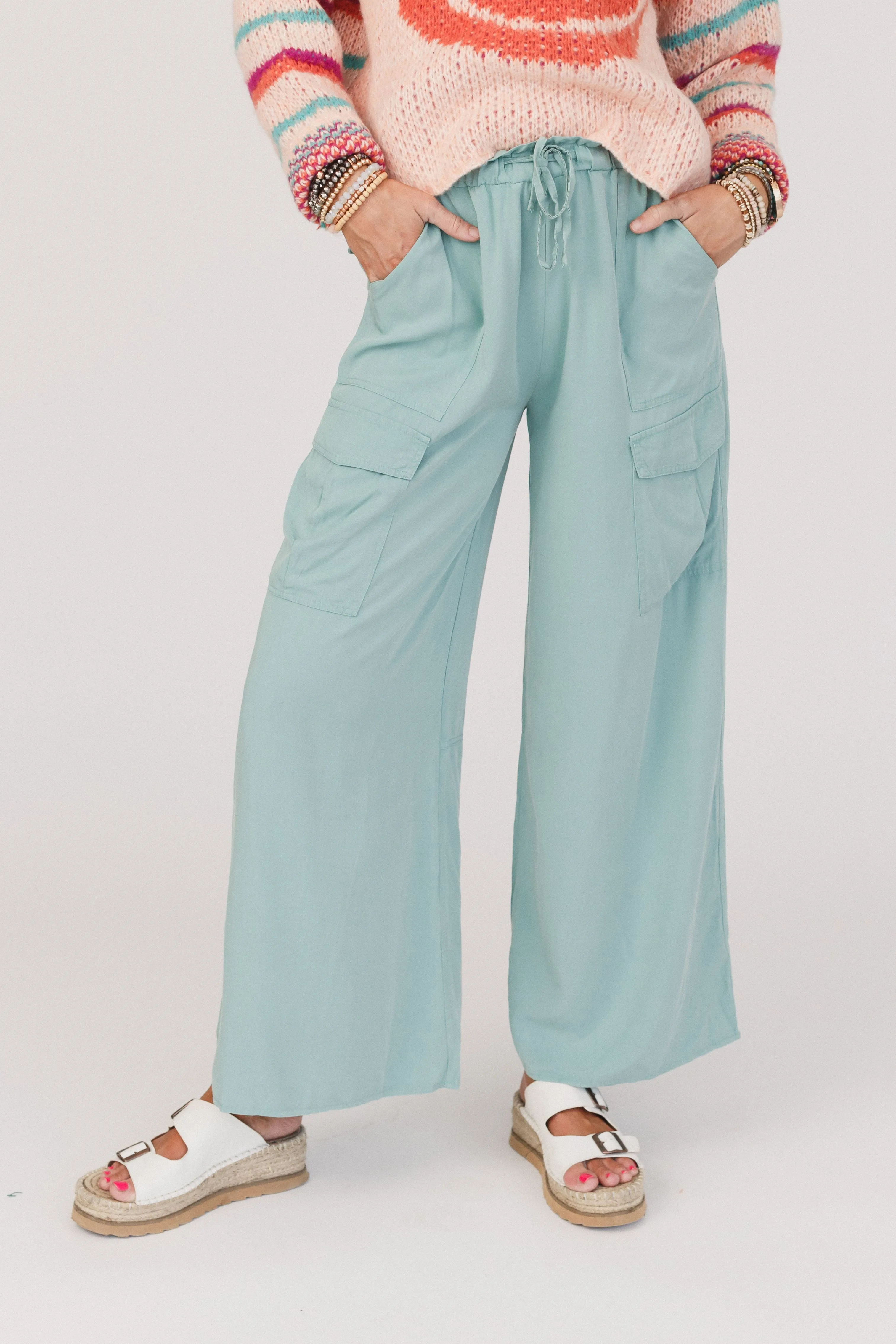 Caspian Wide Leg Pants - Teal