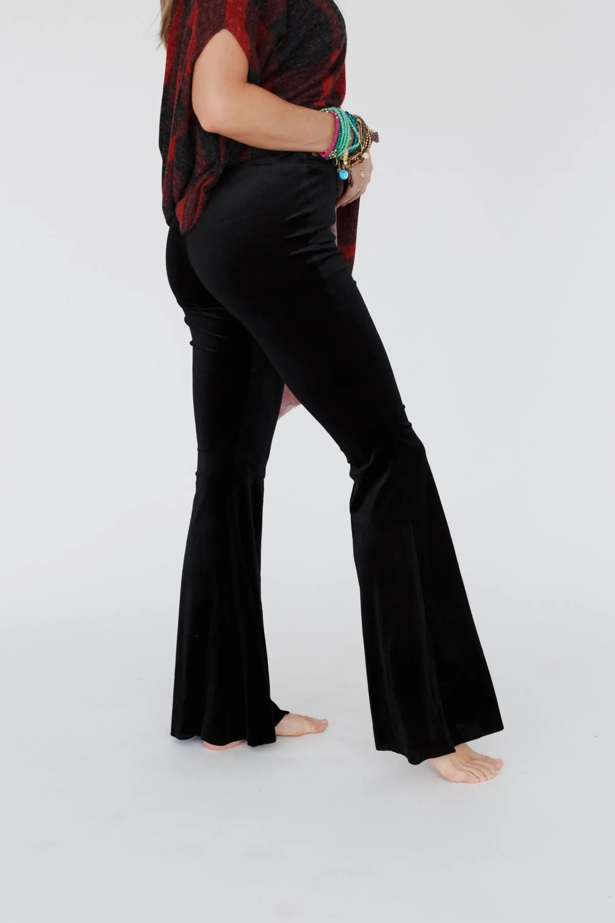 Cher Velvet Flare Pants - Black