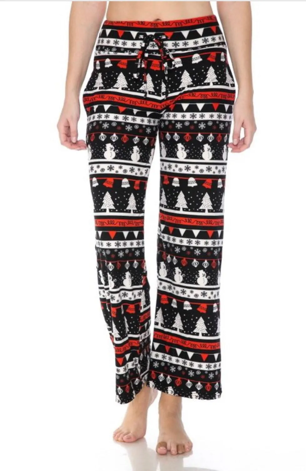 Christmas Tree & Snowman Print Comfortable Soft Lounge Pajama Pants