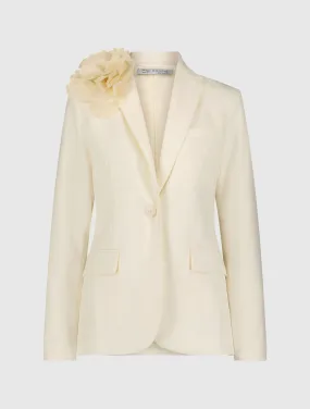 Classic Crepe Blazer Jacket With Flower