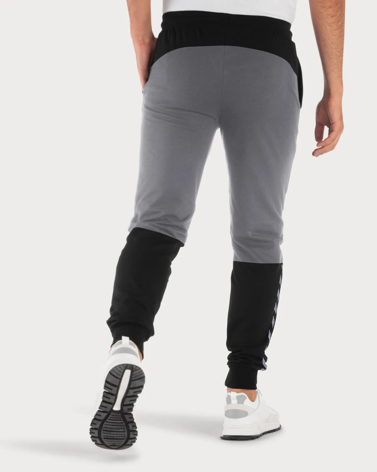 Colour Block Men's Black Grey Track Pant