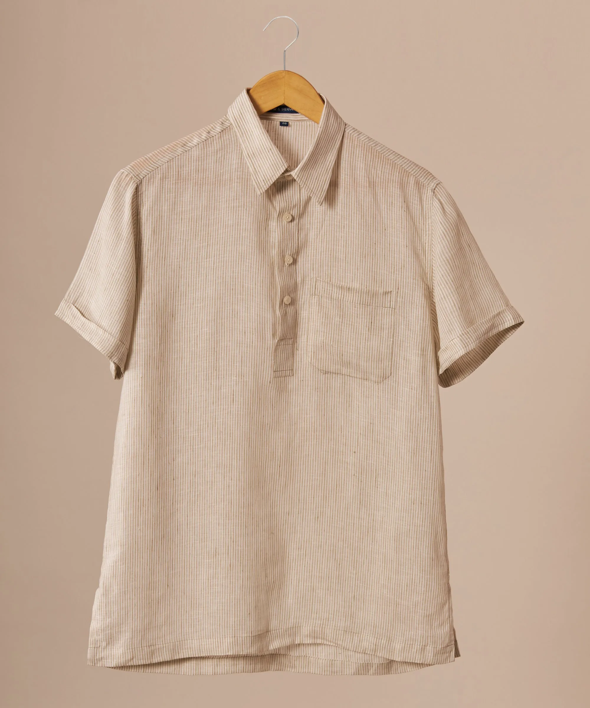 Ecru Striped Popover Shirt