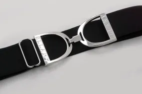 ELLANY - BLACK 1.5" SILVER STIRRUP ELASTIC BELT