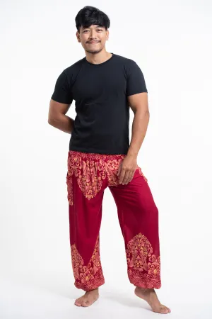 Floral Vines Men's Harem Pants in Red