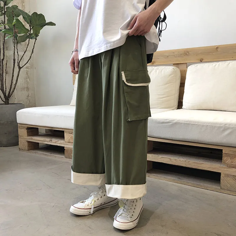 Foesce -Men's Fashion Trend Cargo Casual Wide Leg Pants Big Pocket Streetwear Military Hip Hop Trousers Jogger Sweatpants M-2XL