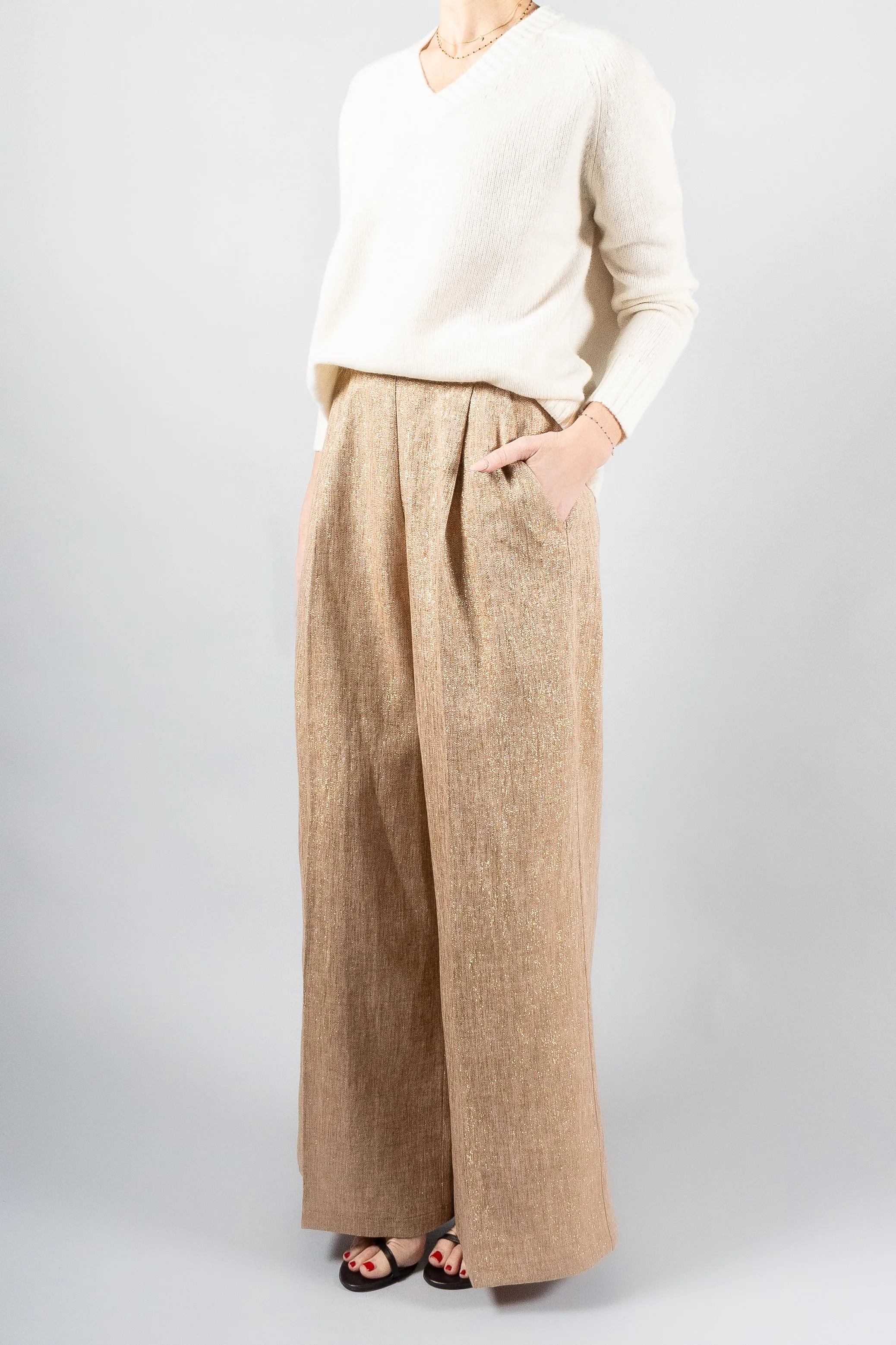 Forte Forte Linen Lurex Herringbone Pants