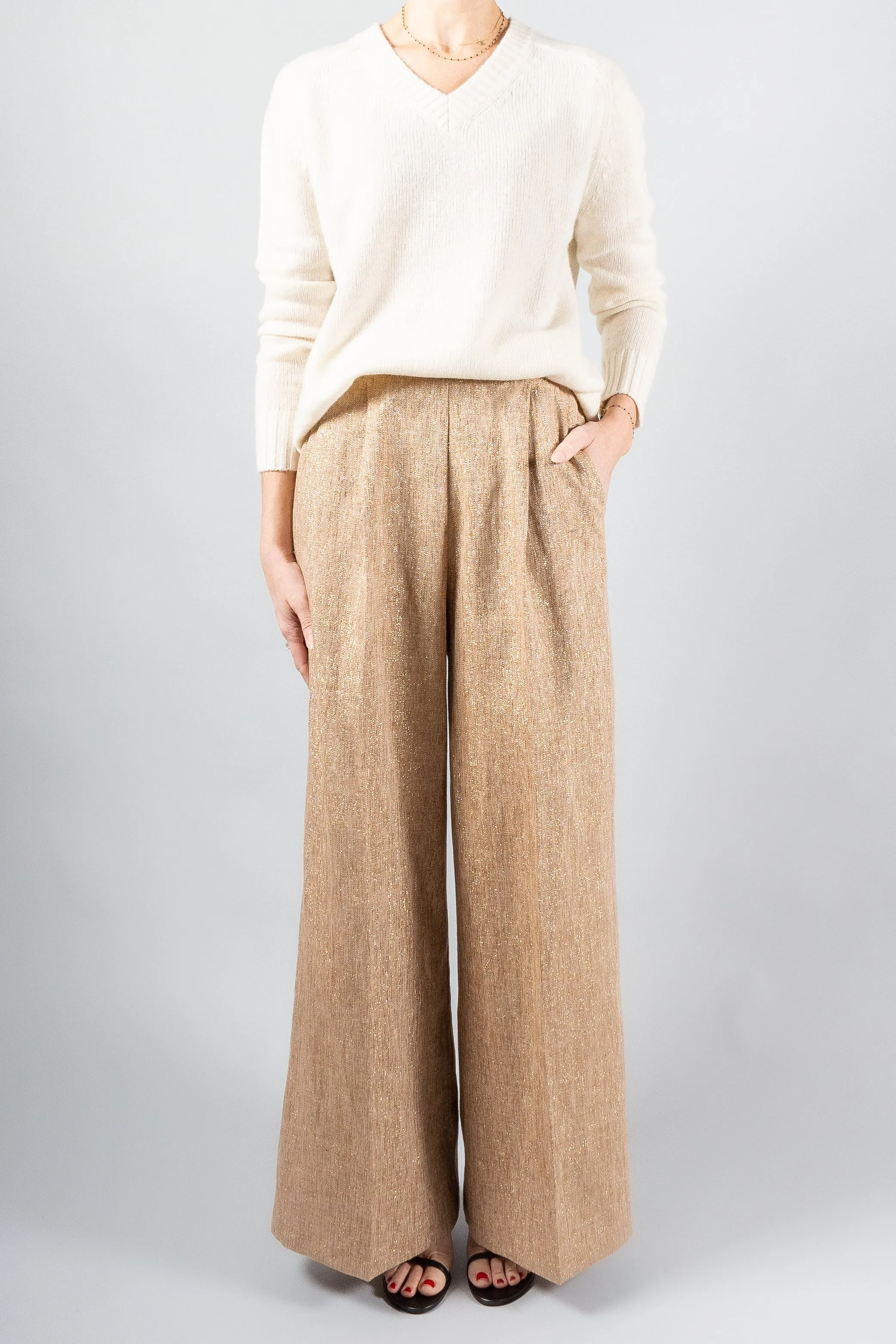 Forte Forte Linen Lurex Herringbone Pants