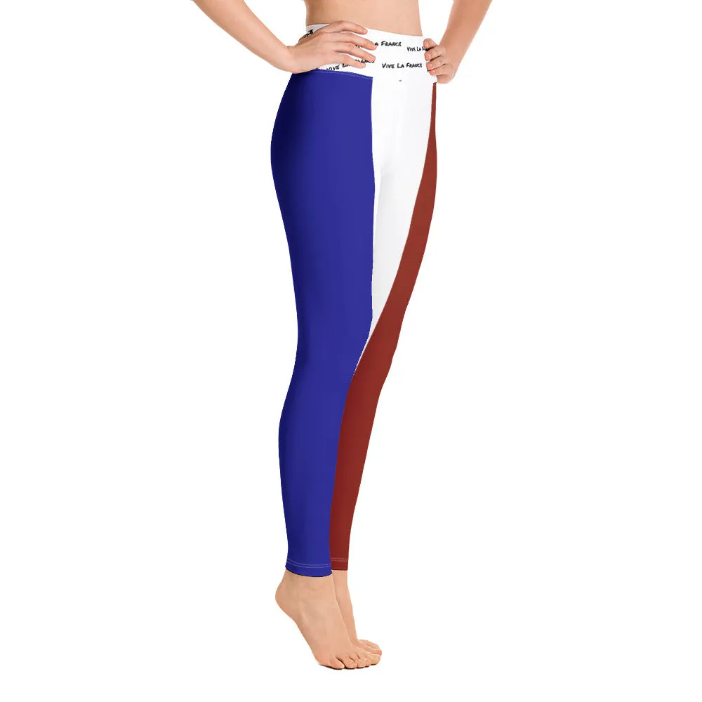 France Flag Yoga Leggings Vive La France With Inside Pocket