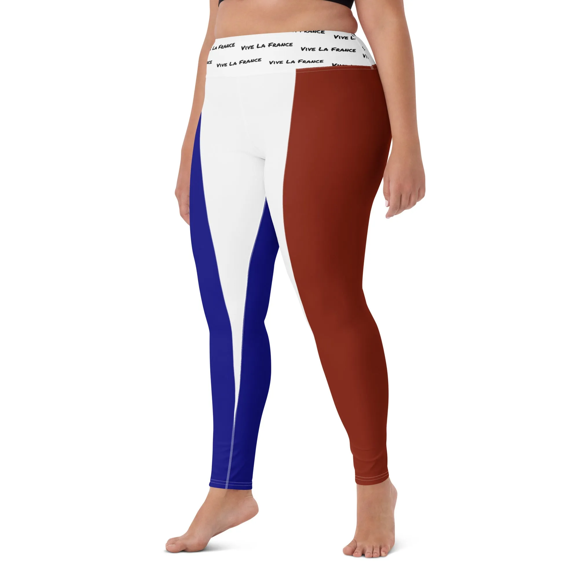 France Flag Yoga Leggings Vive La France With Inside Pocket