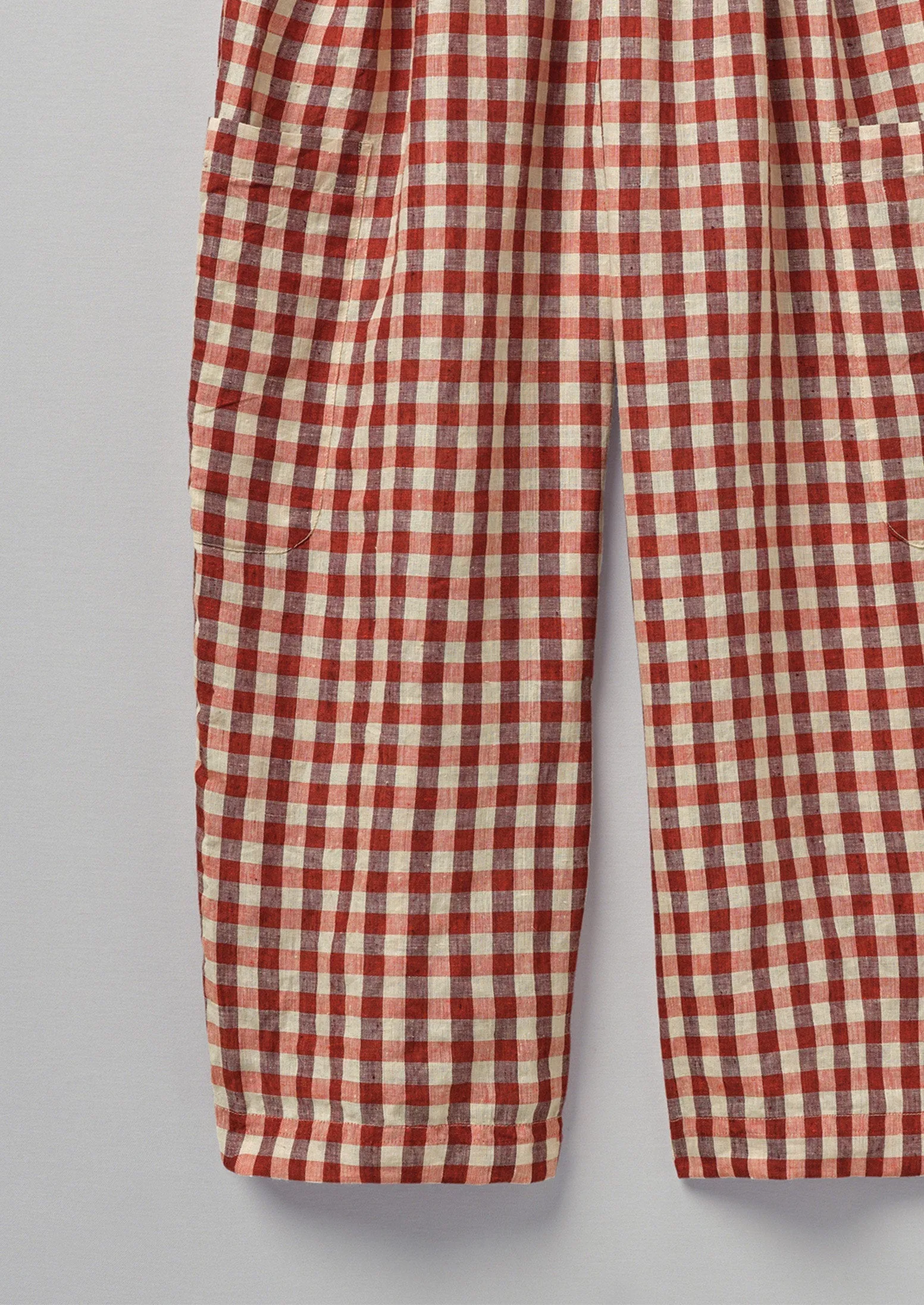 Gingham Linen Patch Pocket Pants | Blush