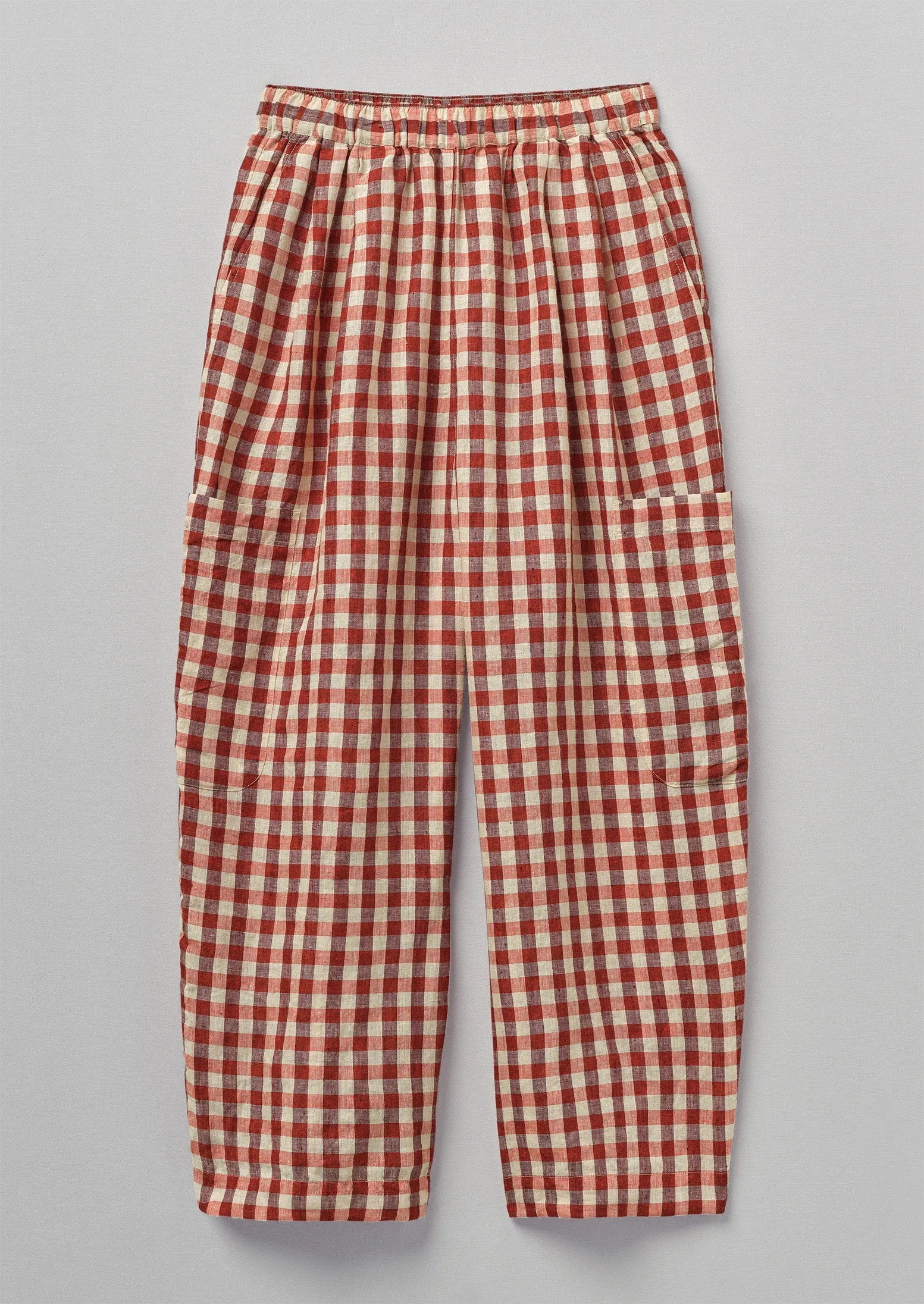 Gingham Linen Patch Pocket Pants | Blush