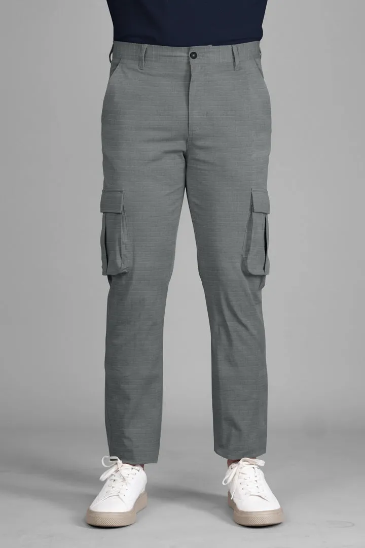 Grey Ripstop Textured Cargo Pants