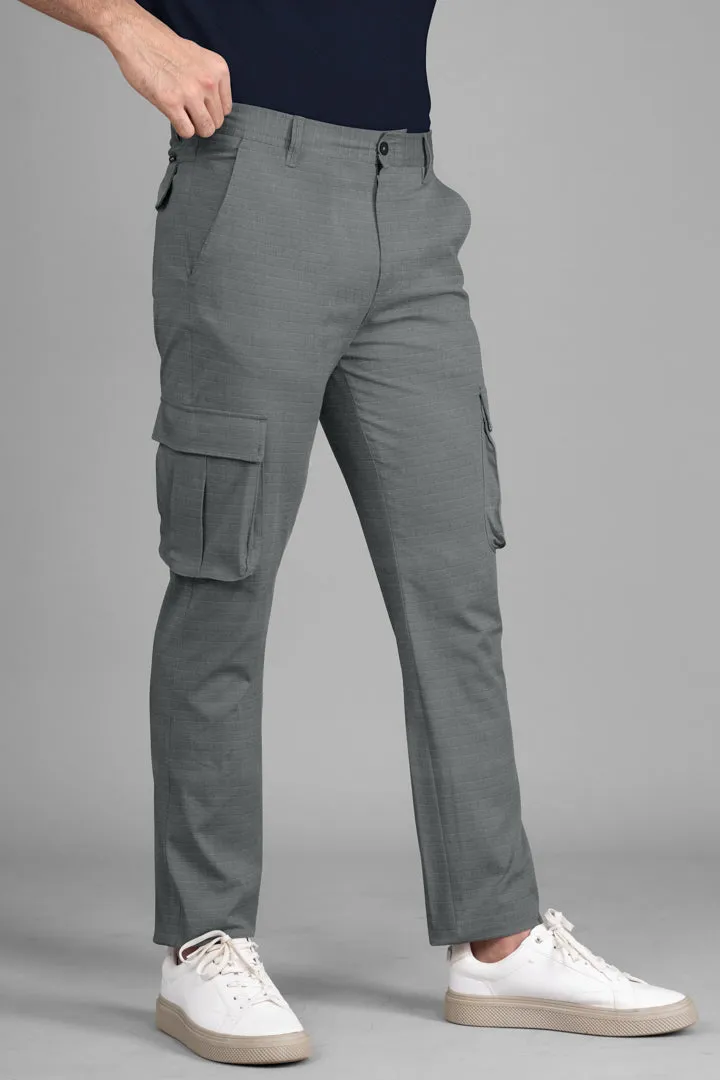 Grey Ripstop Textured Cargo Pants