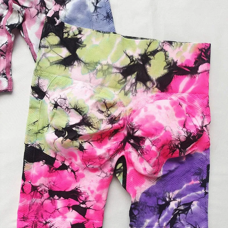 Hand-Painted Tie-Dye Yoga Shorts