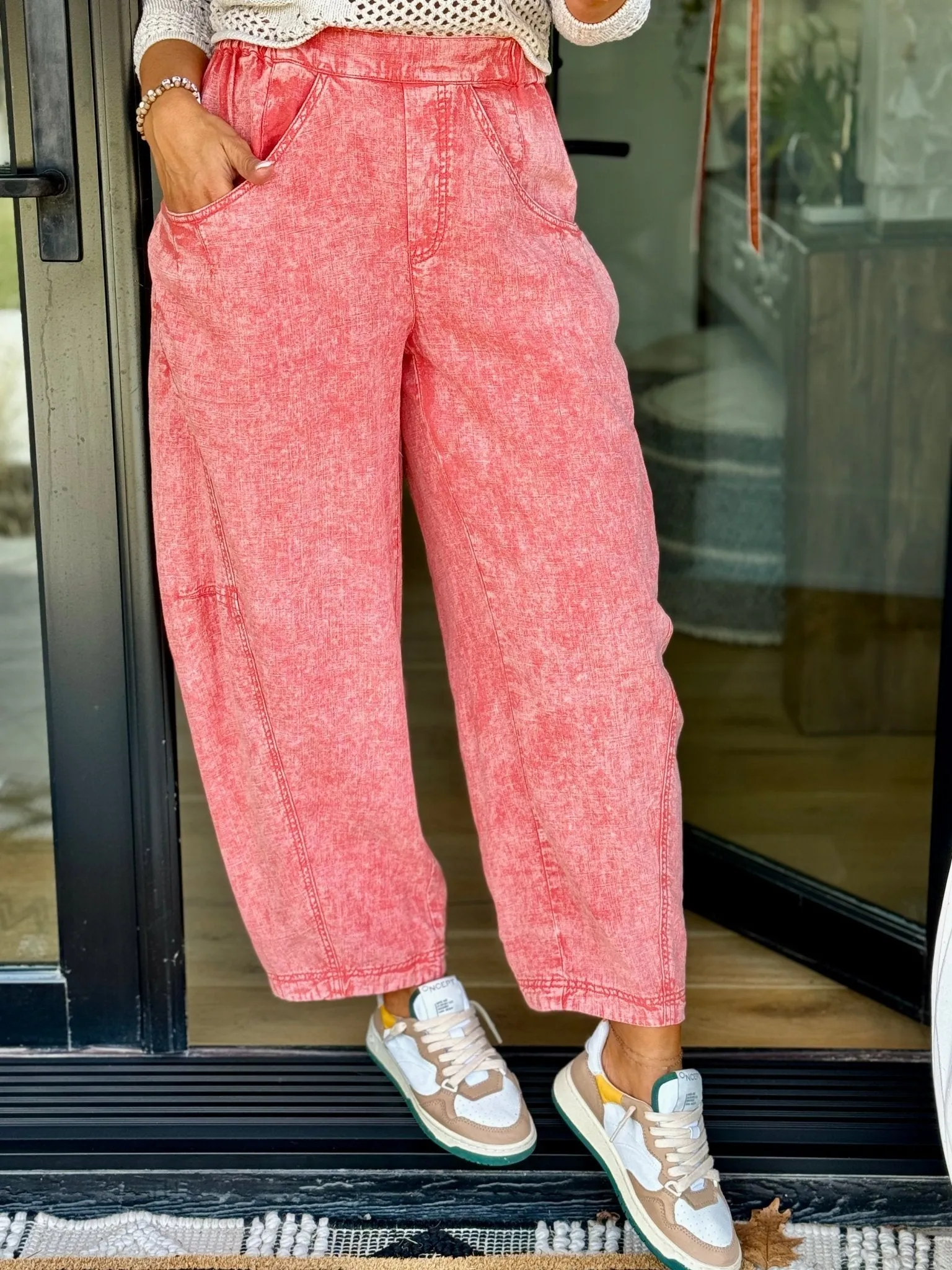 High Road Pull-On Barrel Pant by Free People (Mandarin Red)