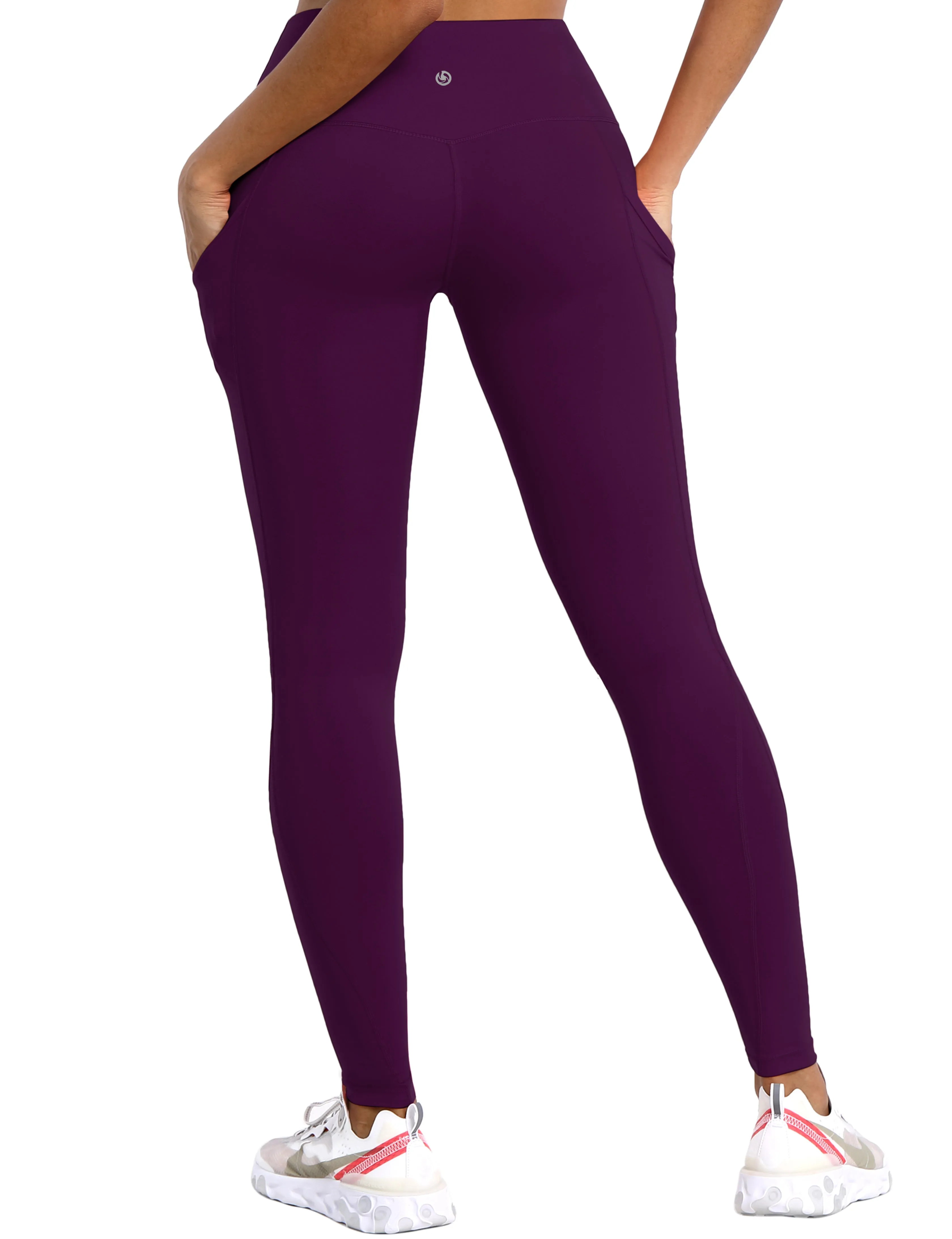 High Waist Side Pockets Yoga Pants plum