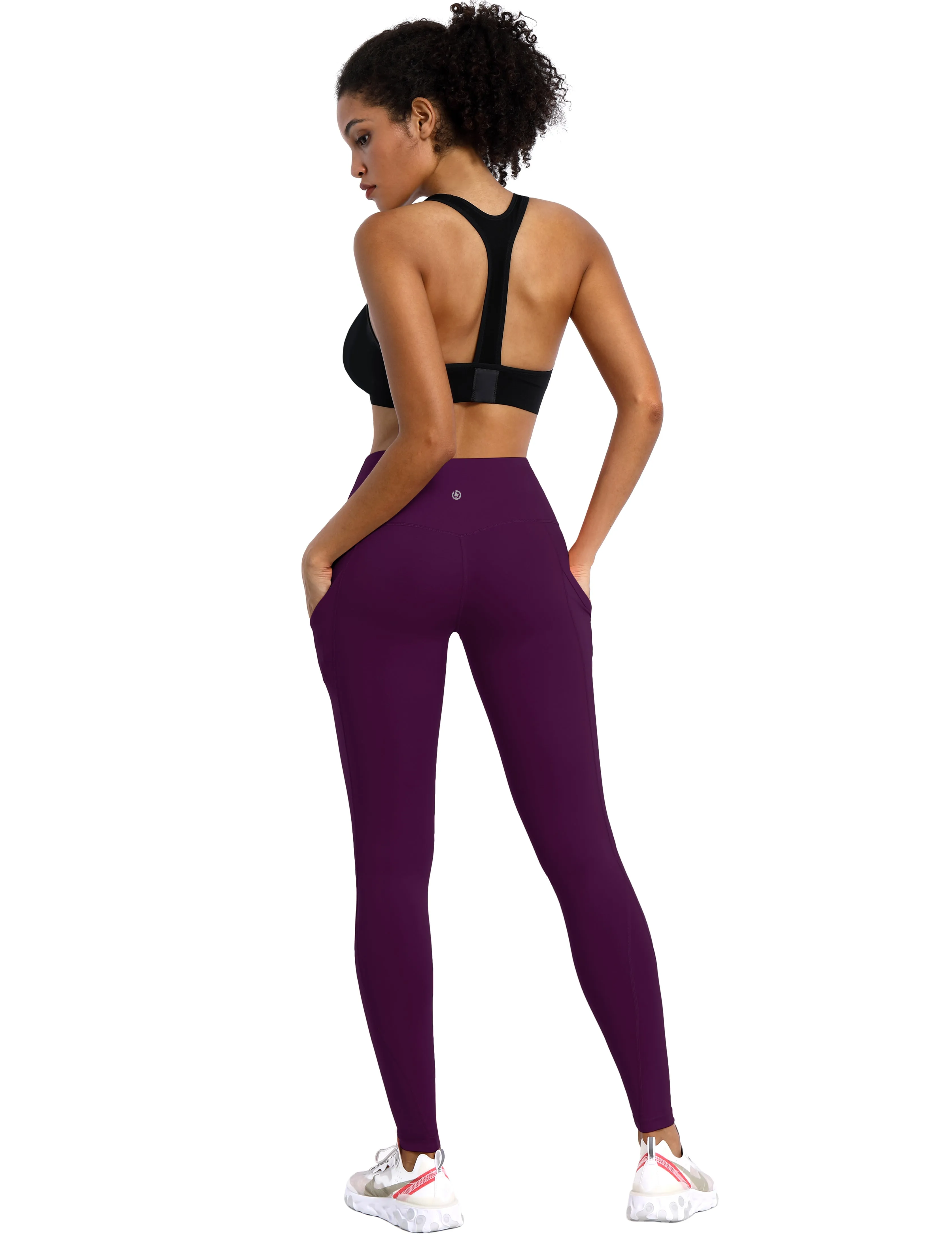 High Waist Side Pockets Yoga Pants plum