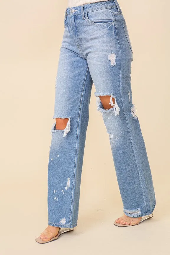 High Waist Wide Leg Denim Pants