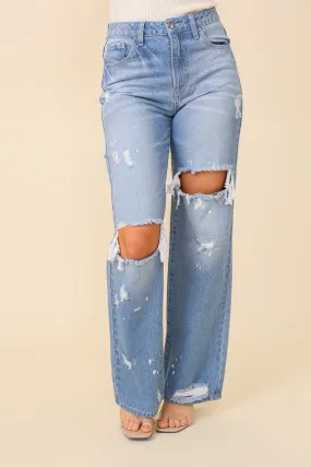 High Waist Wide Leg Denim Pants